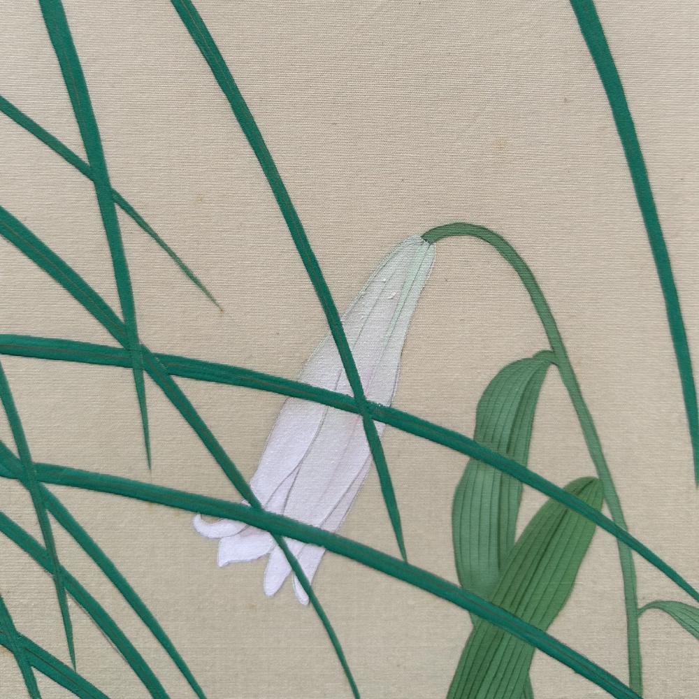 Gold Leaf Showa Delicate Floral Screen For Sale