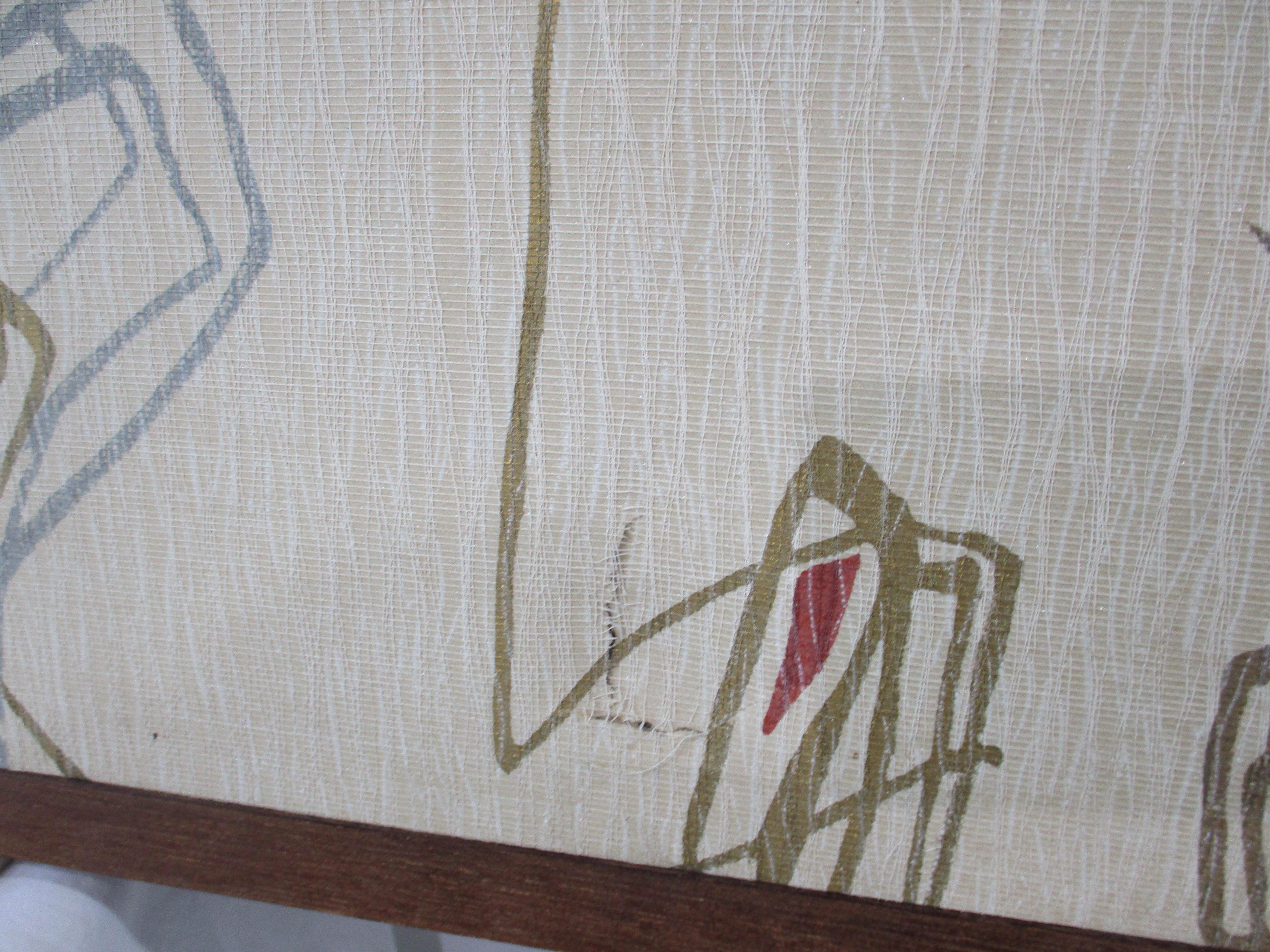 Showa / Edo Style Japanese Pine Tree Painted Small Byobu Screen 6