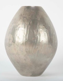 Showa Hammered and Folded Japanese Silver Vase