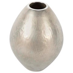 Showa Hammered and Folded Japanese Silver Vase