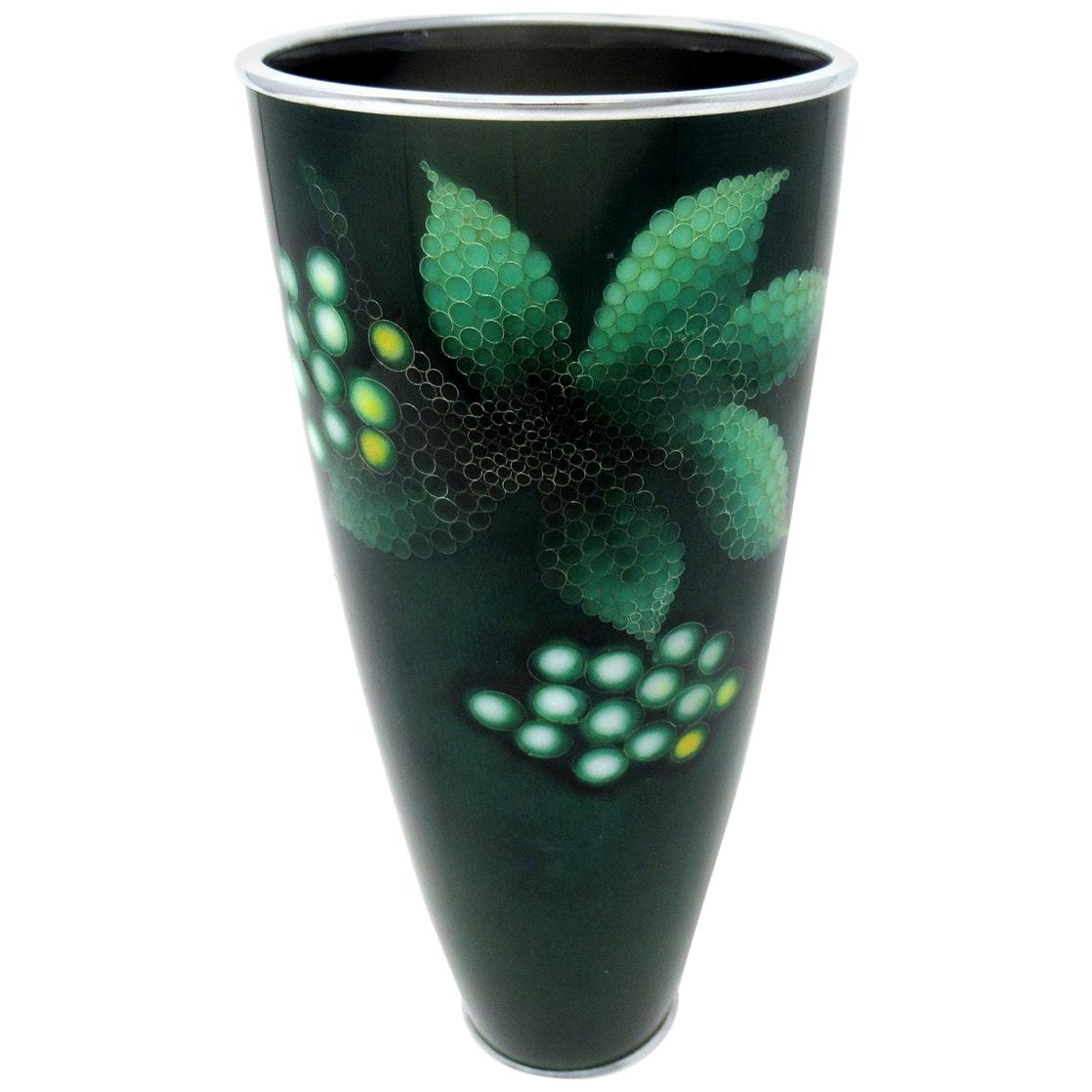 Shōwa Period Cloisonné Japanese Enamel Beaker Flower Vase Urn Ando Nagoya, Japan