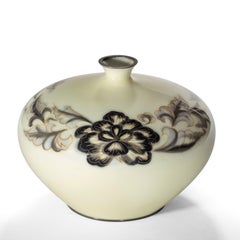Showa Period Grey and Cream Cloisonné Vase