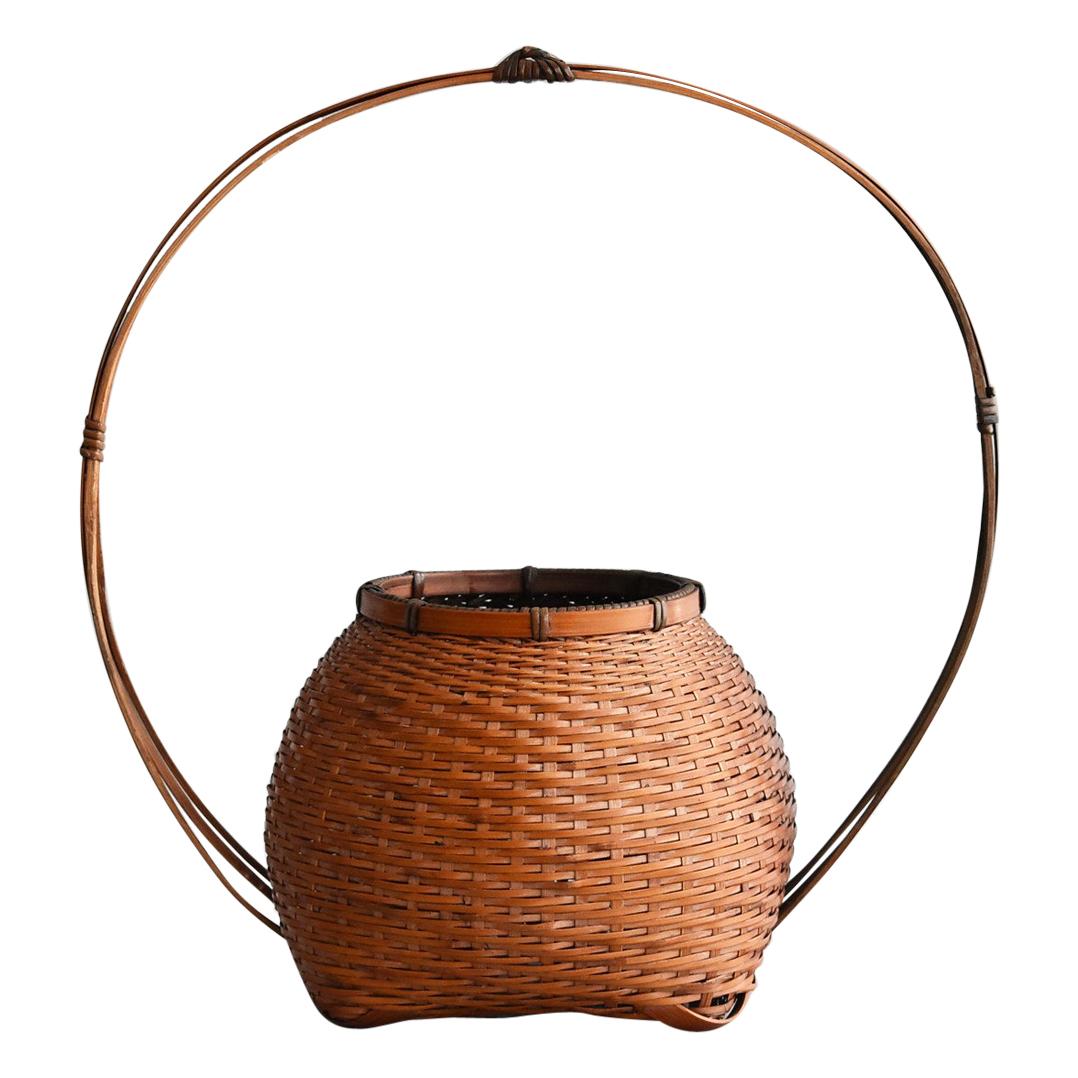 Showa Period in Japan, Small Bamboo Basket / Old Antique Flower Basket /Folk Art