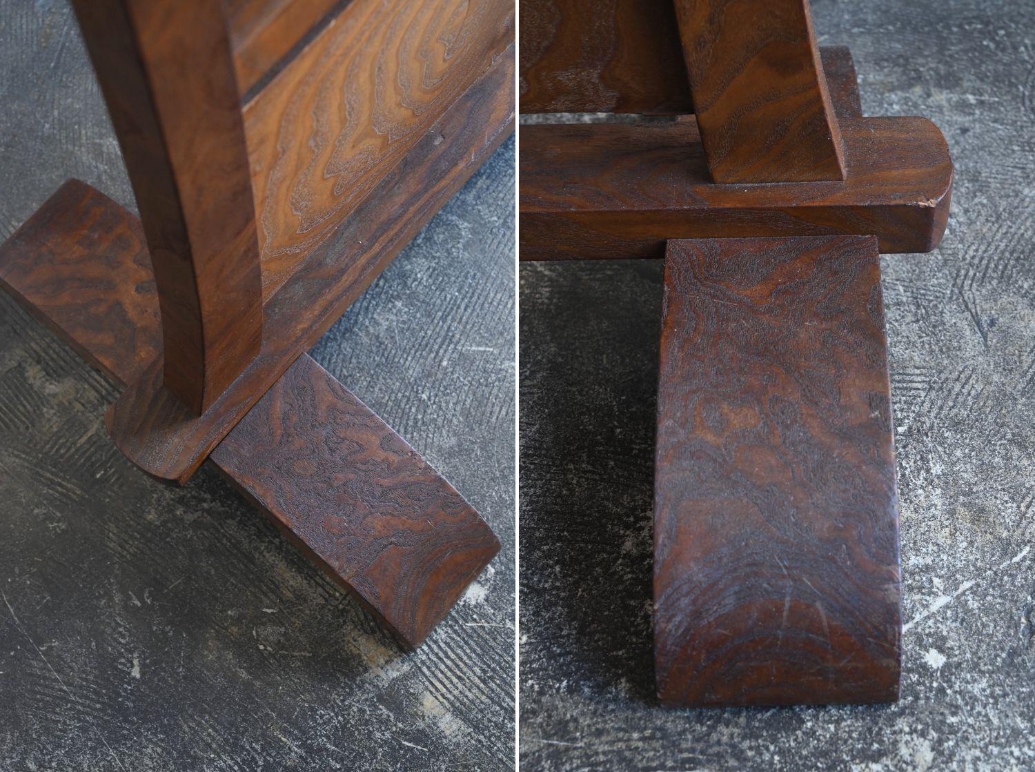 Showa Period Japanese Wooden Stand Mirror / Mulberry Veneer Full-Length Mirror in vendita 4