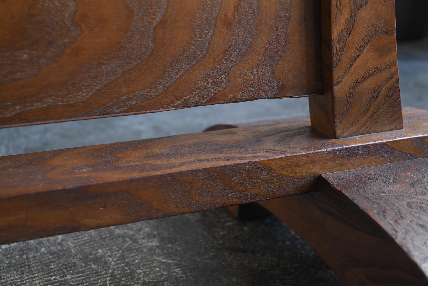 Showa Period Japanese Wooden Stand Mirror / Mulberry Veneer Full-Length Mirror in vendita 5