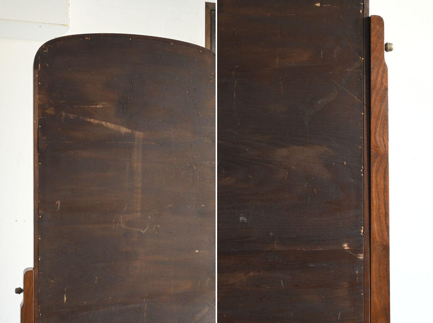 Showa Period Japanese Wooden Stand Mirror / Mulberry Veneer Full-Length Mirror in vendita 8