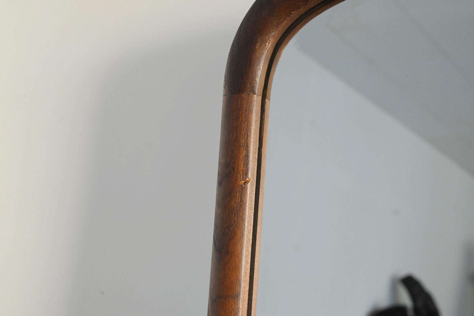 Showa Period Japanese Wooden Stand Mirror / Mulberry Veneer Full-Length Mirror in vendita 11