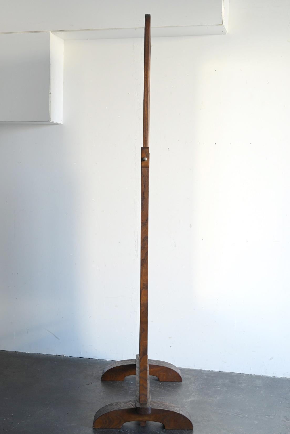 Showa Period Japanese Wooden Stand Mirror / Mulberry Veneer Full-Length Mirror in vendita 13