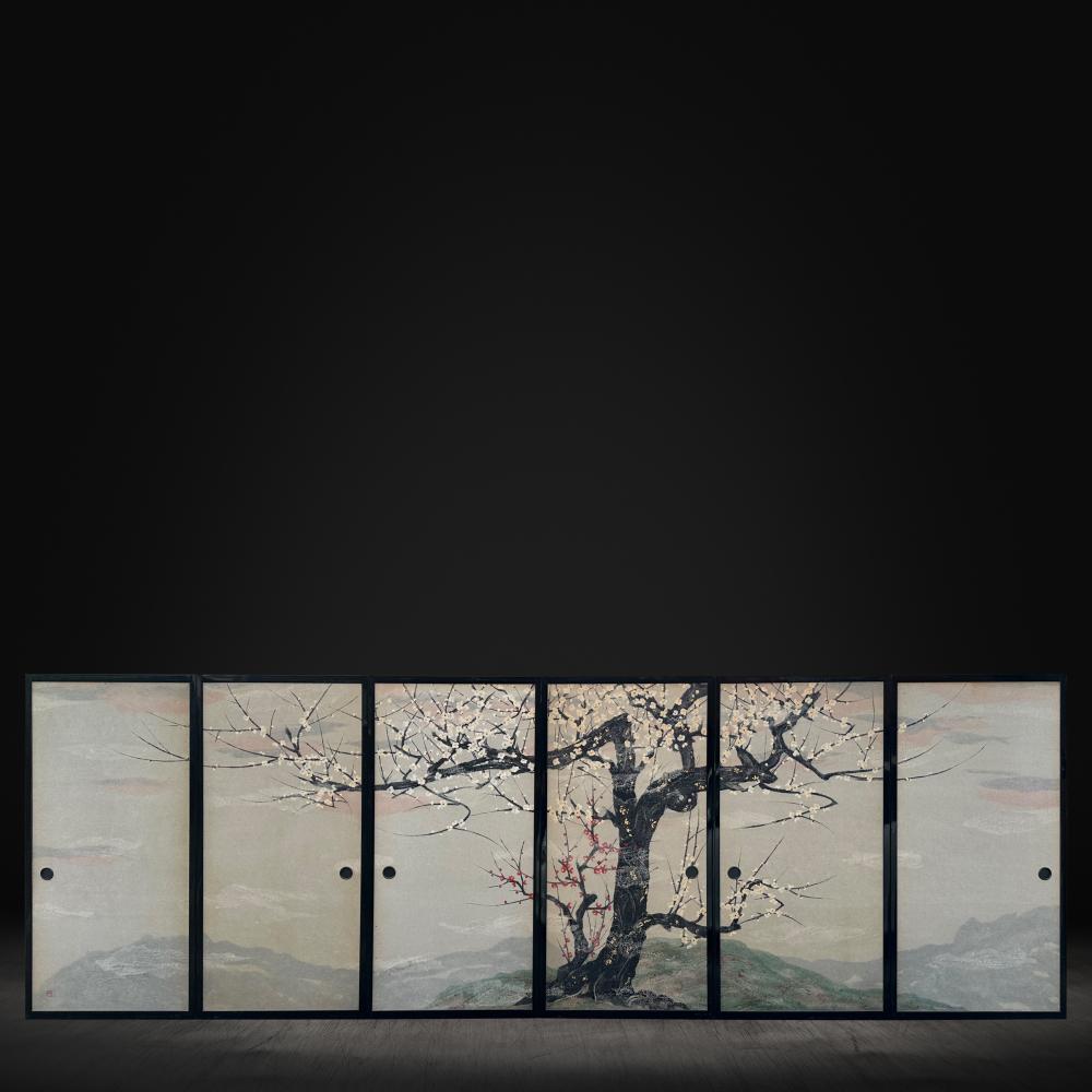 Showa Period Plum Blossoms Fusuma For Sale 7