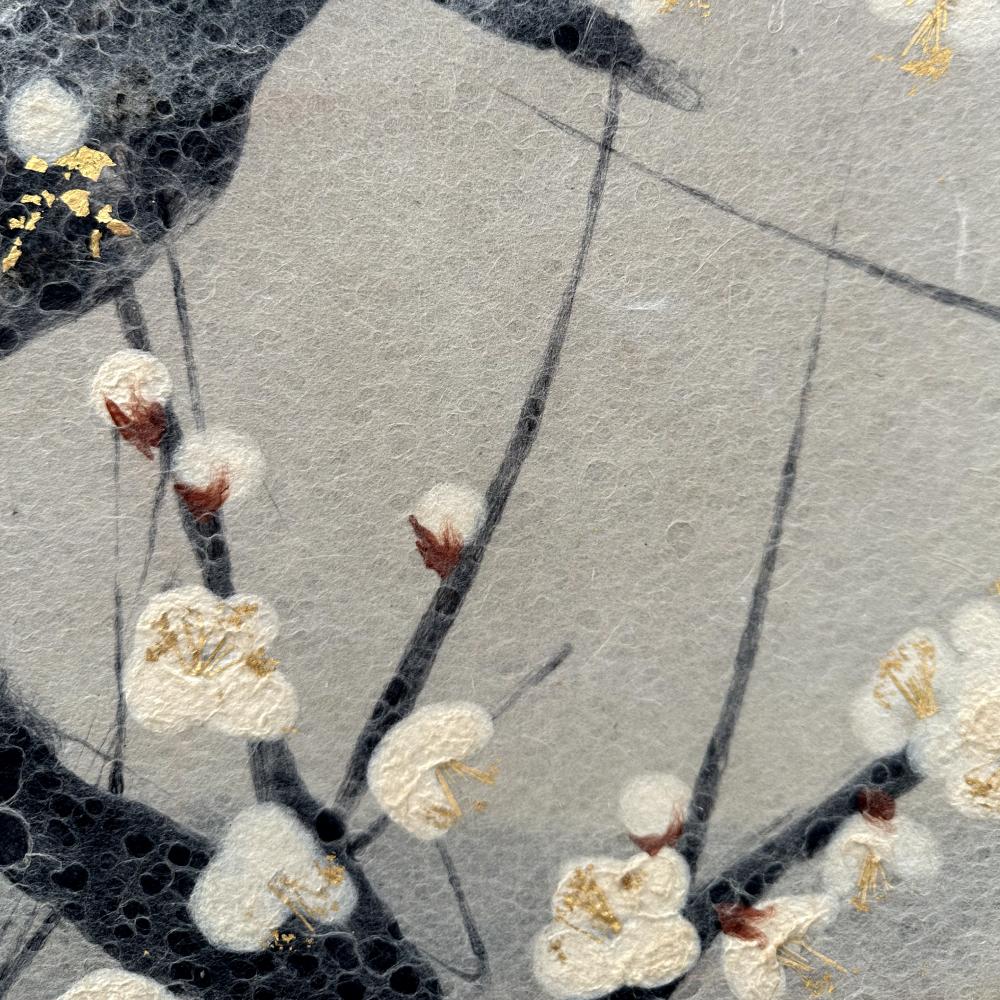 Wood Showa Period Plum Blossoms Fusuma For Sale