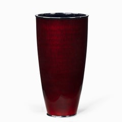 Showa Period Red Gin-Bari Trumpet Vase by Ando