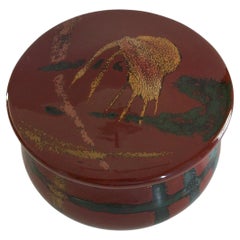 Showa Period Urushi Red & Gilt Lacquer Lidded Box - Japan - Mid 20th Century