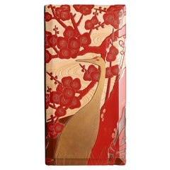 Showa Tsuishu Carved Red Lacquer Suzuribako by Okabe Keisho