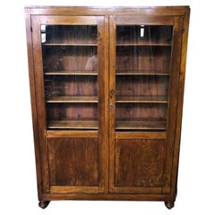 Vintage Showcase Bookcase in Italian Solid Chestnut Two Doors