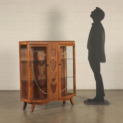 Showcase, Burl Veneer and Glass, Italy 1920s-1930s Italian Production