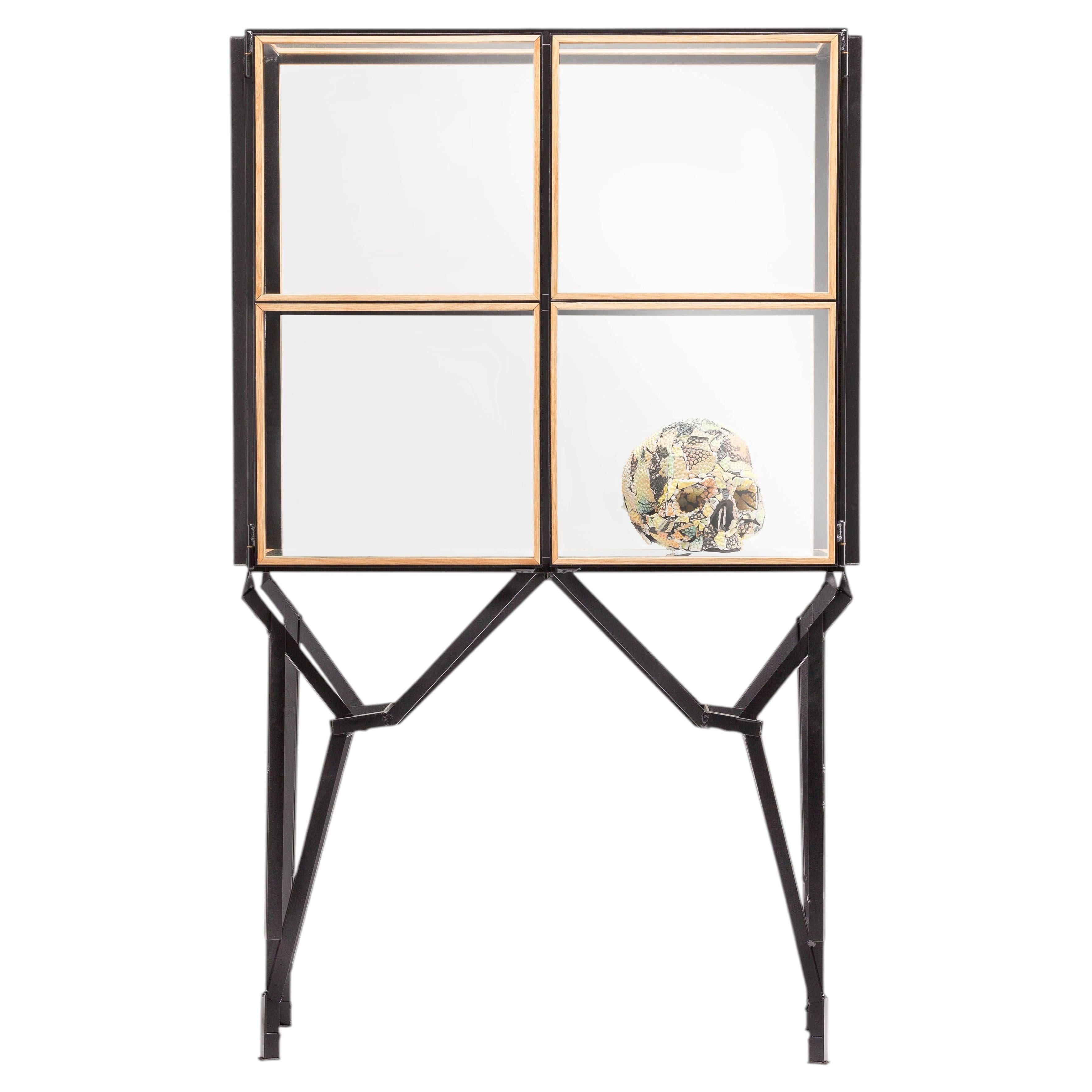 Showcase Cabinet, 2x2 in Oak and Steel, High-end Craft For Sale