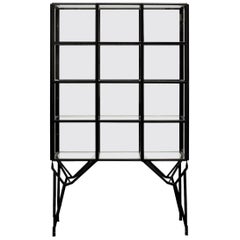 Showcase Cabinet in Warm Rolled Steel with Glass Panels, Handmade in Netherlands