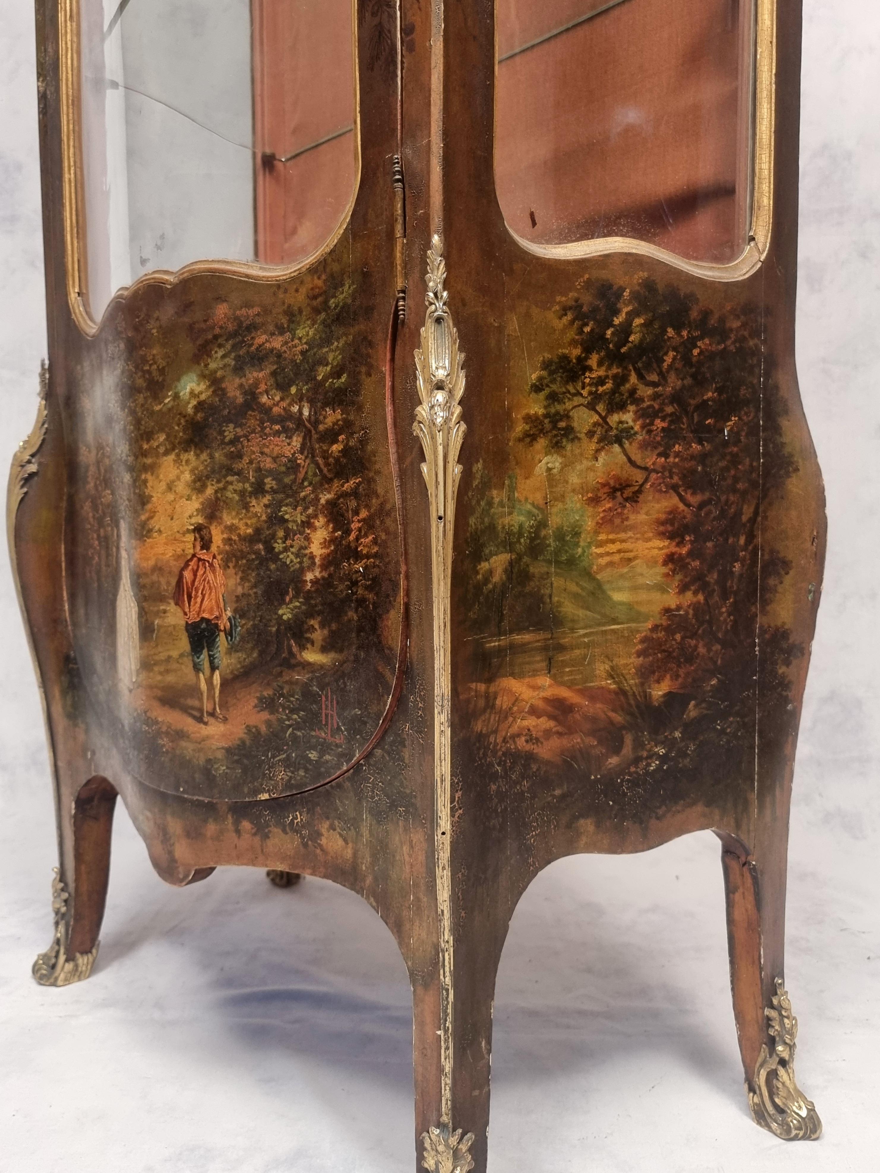 Showcase Domed Louis XV Style Napoleon III Period, Vernis Martin, 19th Century For Sale 3