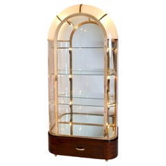 Showcase French 1930s Art Deco Display Cabinet Lighted Vitrine Glass and Wood