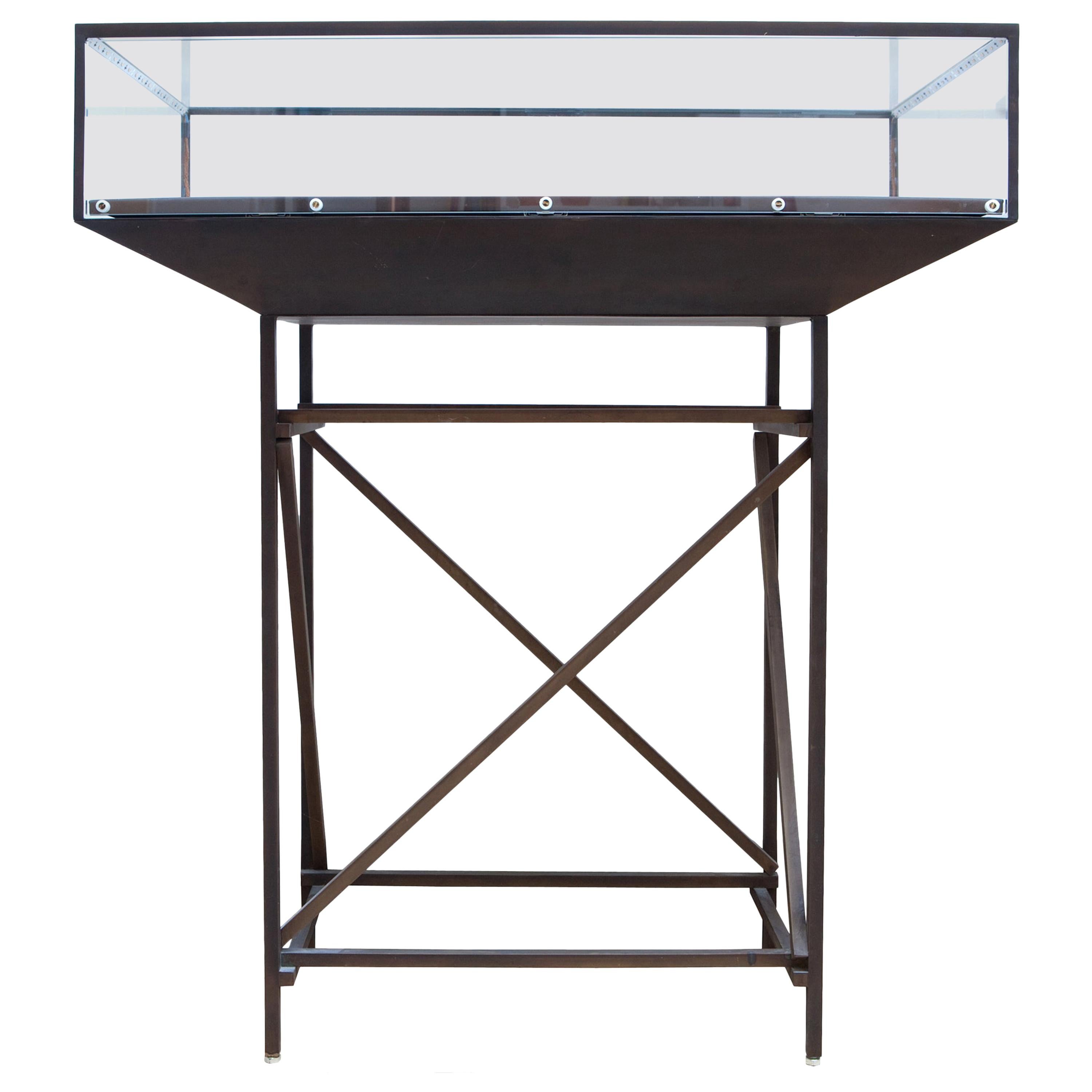 Showcase in Brass and Glass for Jewelry, Silver, Bags or Wallets For Sale