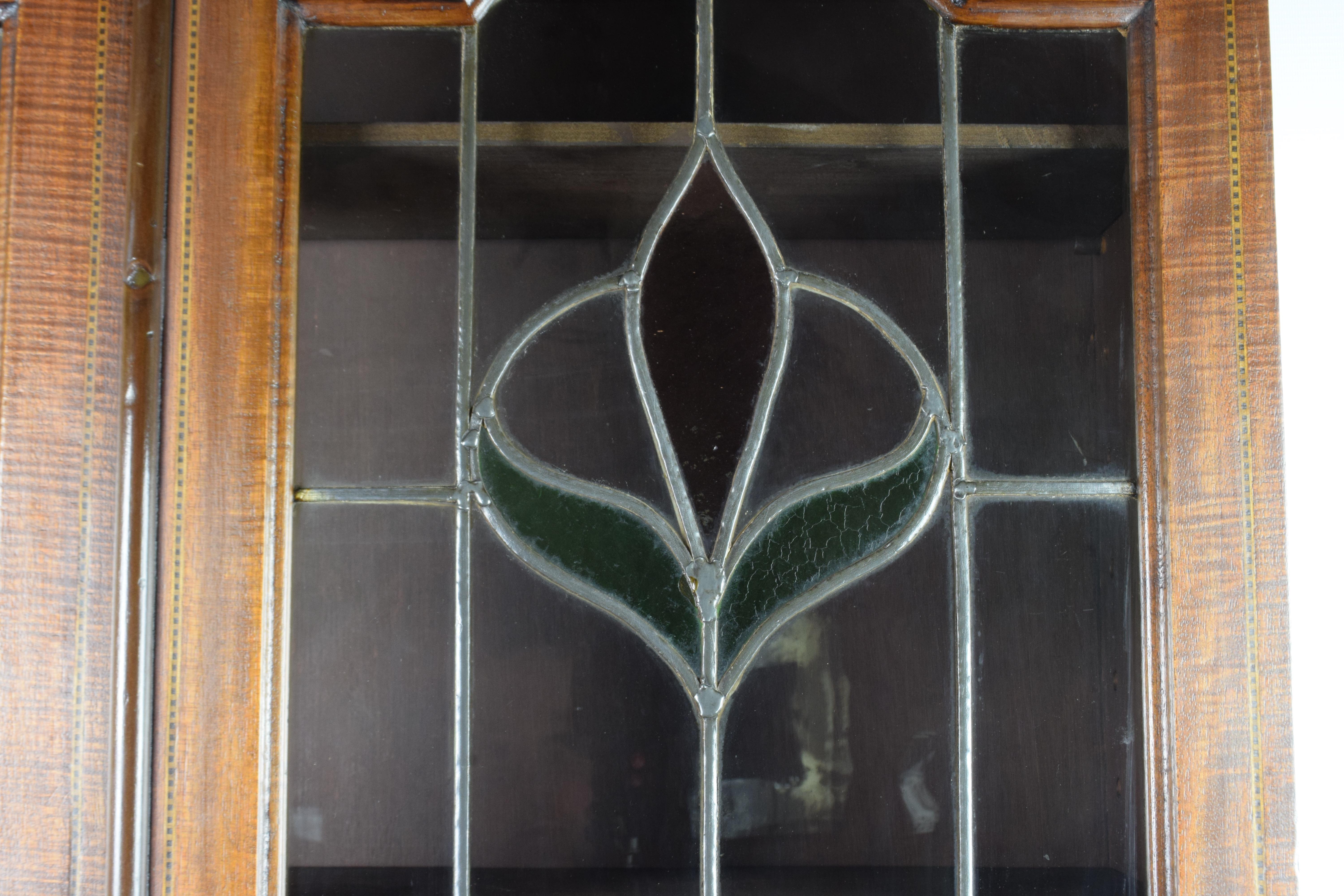 Showcase with Flap and Desk in Mahogany Stained Glass, Early 20th Century For Sale 2