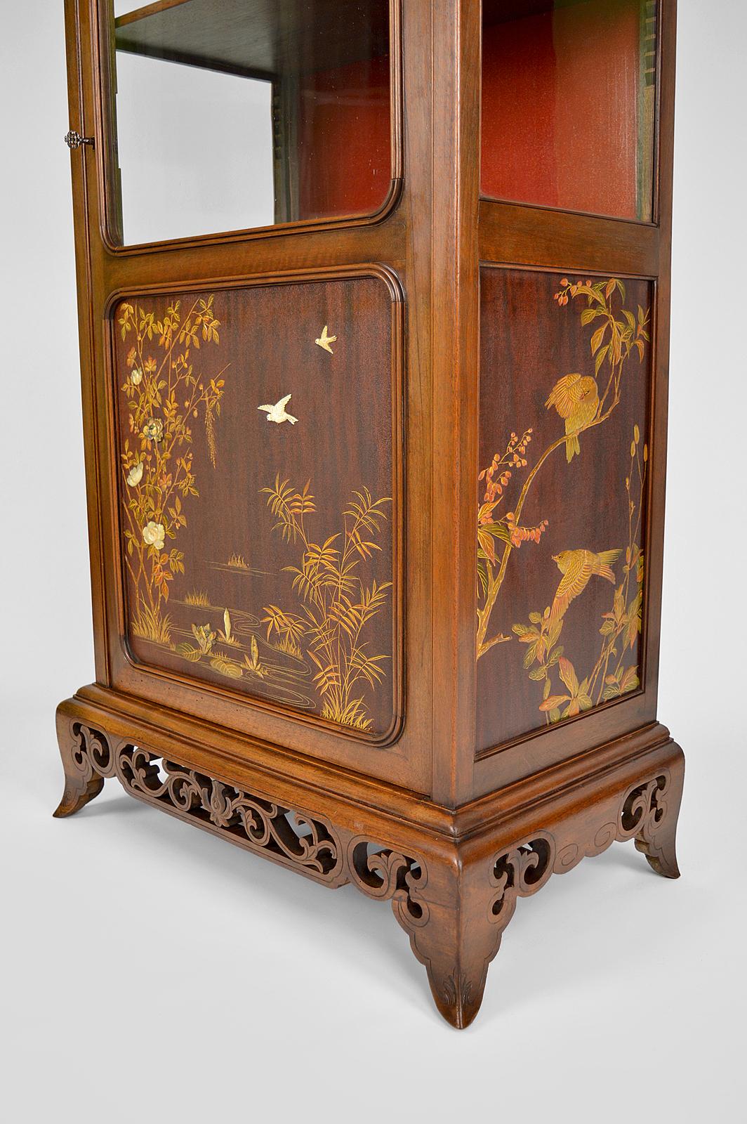 Lacquered Showcase with Inlaid Panels, attributed to Perret and Vibert, Japonisme, 1880