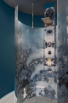 Shower enclosure Structure in Curved Decorate Glass  Customizable