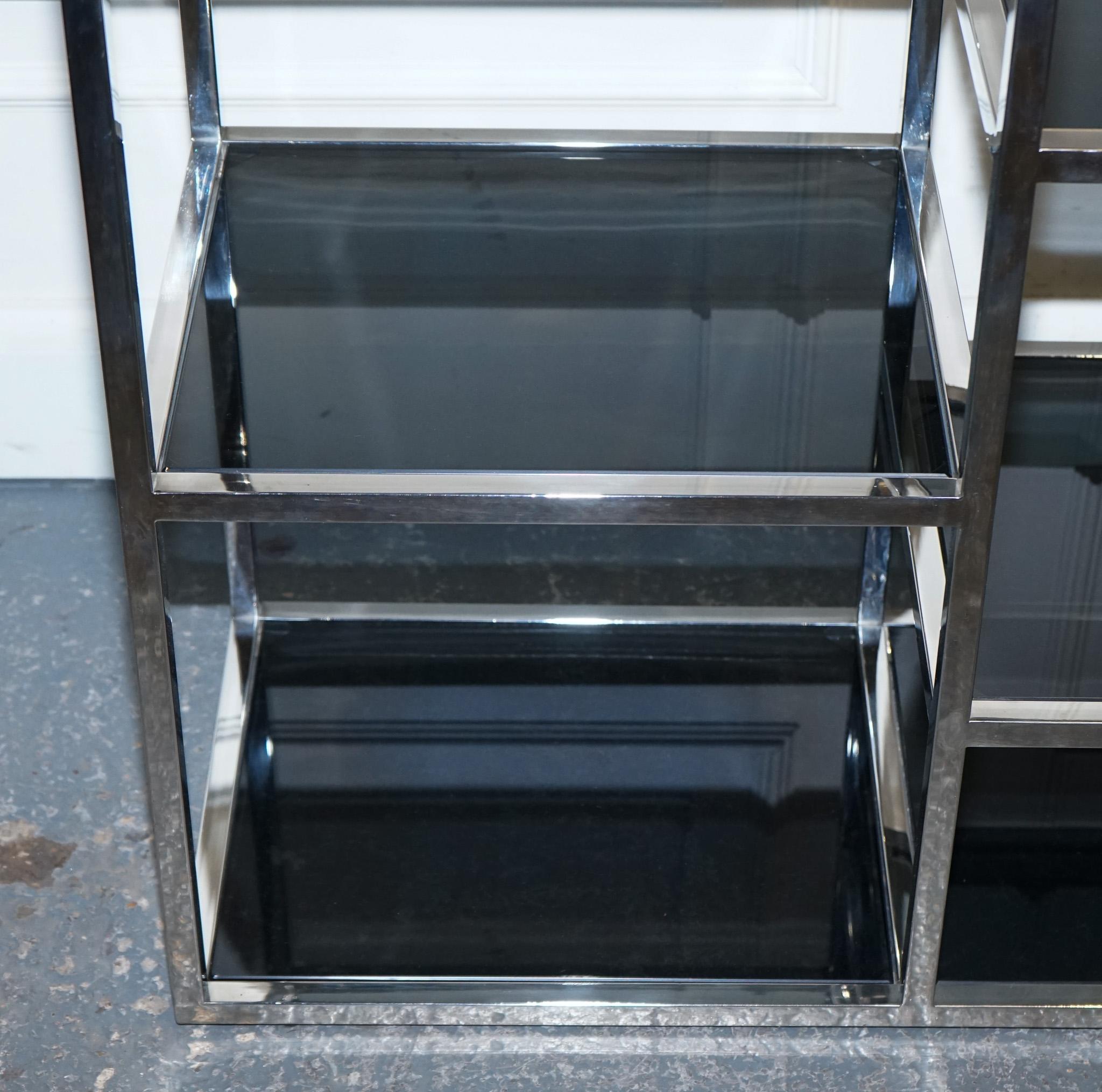 SHOWROOM CASA PADRINO SMOKED GLASS POLiSHED STAINLESS STEEL CONSOLE TABLE For Sale 4