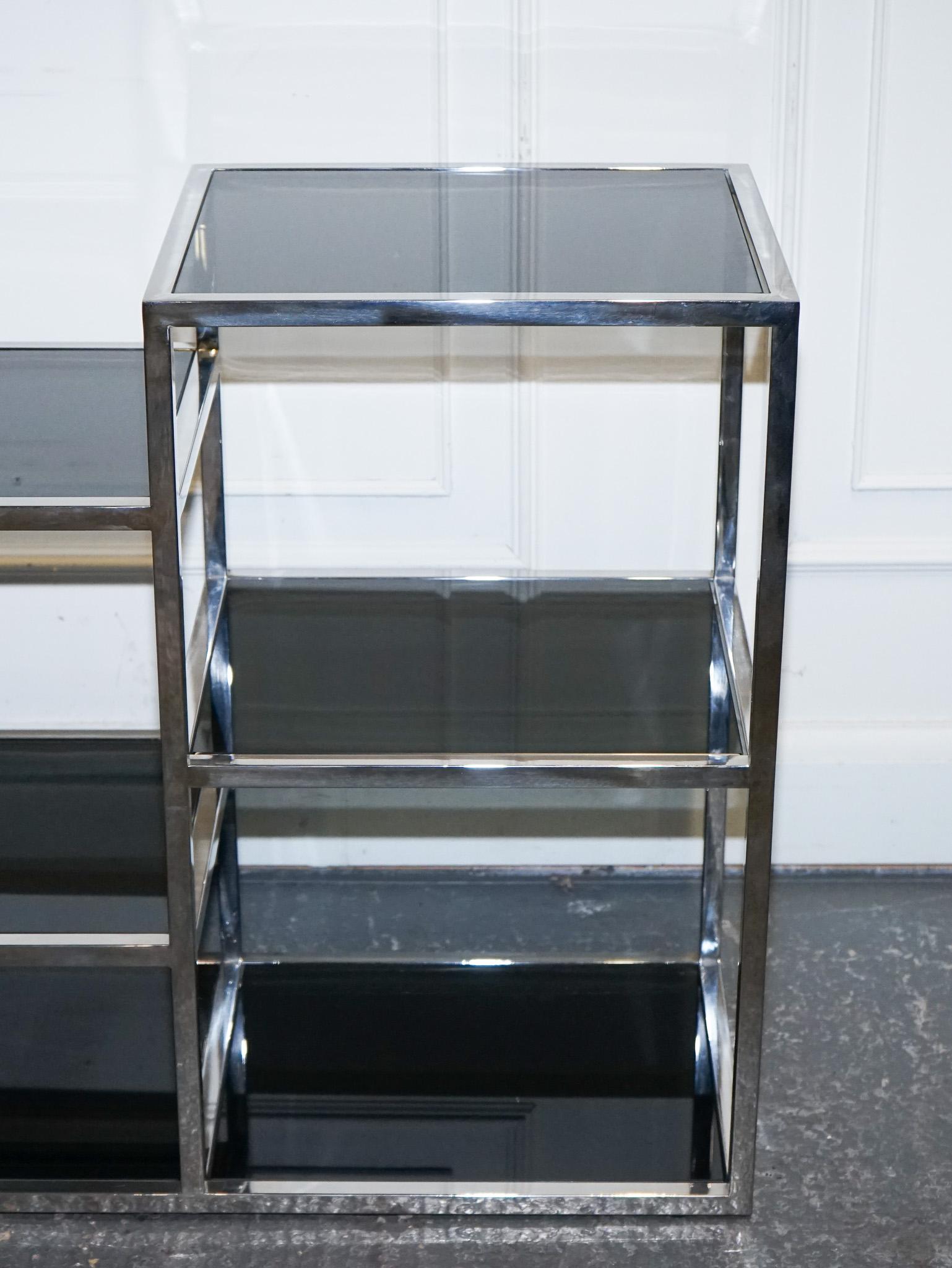 SHOWROOM CASA PADRINO SMOKED GLASS POLiSHED STAINLESS STEEL CONSOLE TABLE For Sale 8