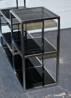 SHOWROOM CASA PADRINO SMOKED GLASS POLiSHED STAINLESS STEEL CONSOLE TABLE