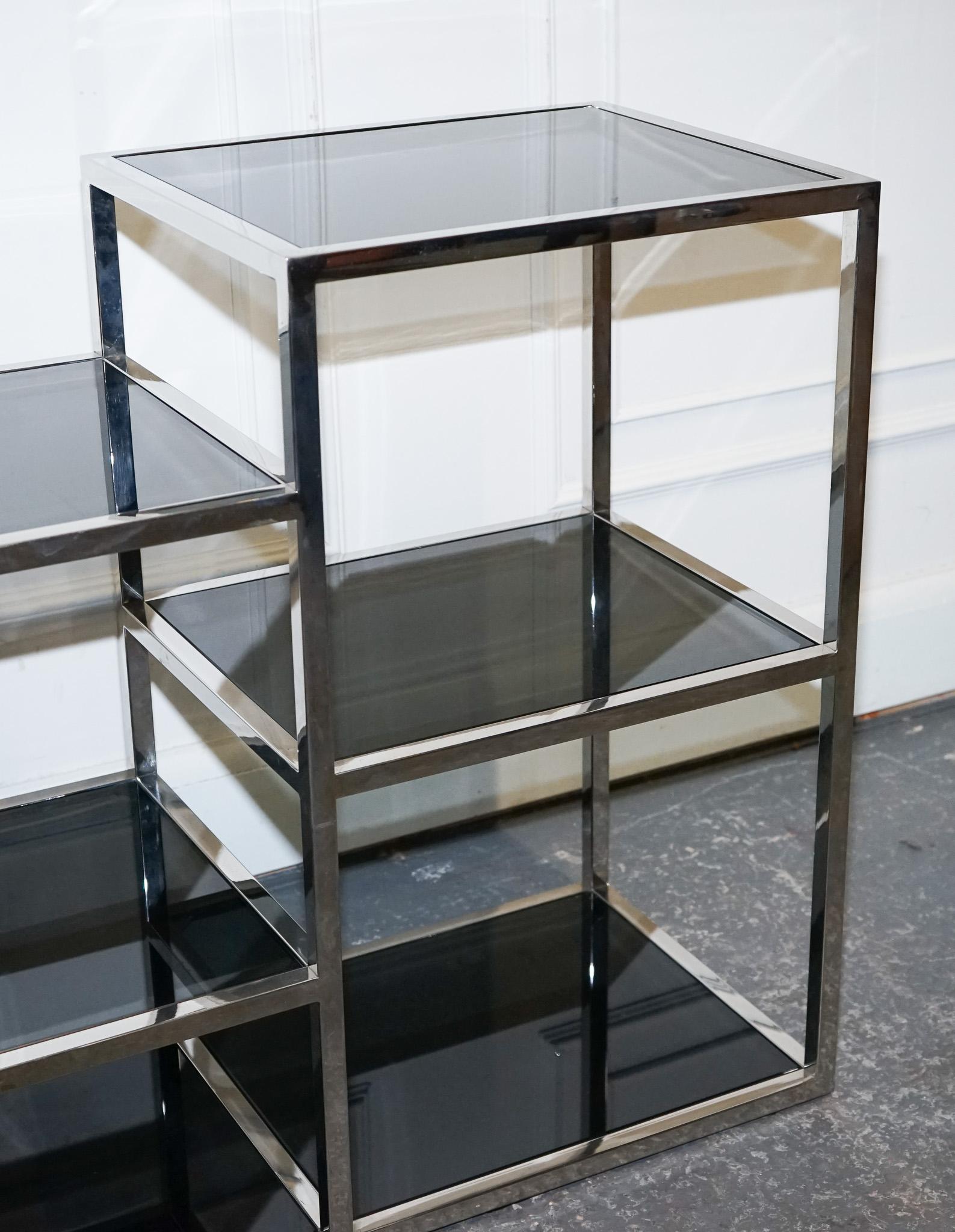 SHOWROOM CASA PADRINO SMOKED GLASS POLiSHED STAINLESS STEEL CONSOLE TABLE In Good Condition For Sale In Pulborough, GB