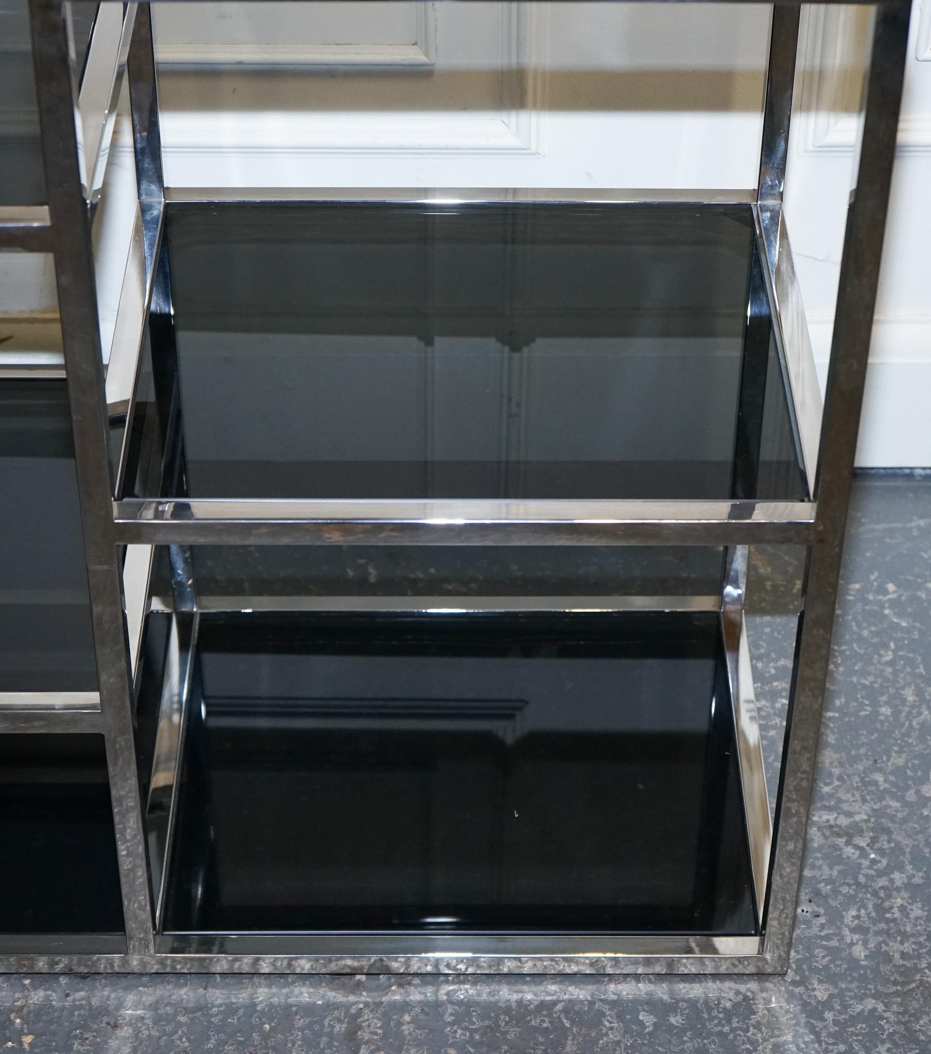 SHOWROOM CASA PADRINO SMOKED GLASS POLiSHED STAINLESS STEEL CONSOLE TABLE For Sale 2