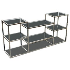 SHOWROOM CASA PADRINO SMOKED GLASS POLiSHED STAINLESS STEEL CONSOLE TABLE