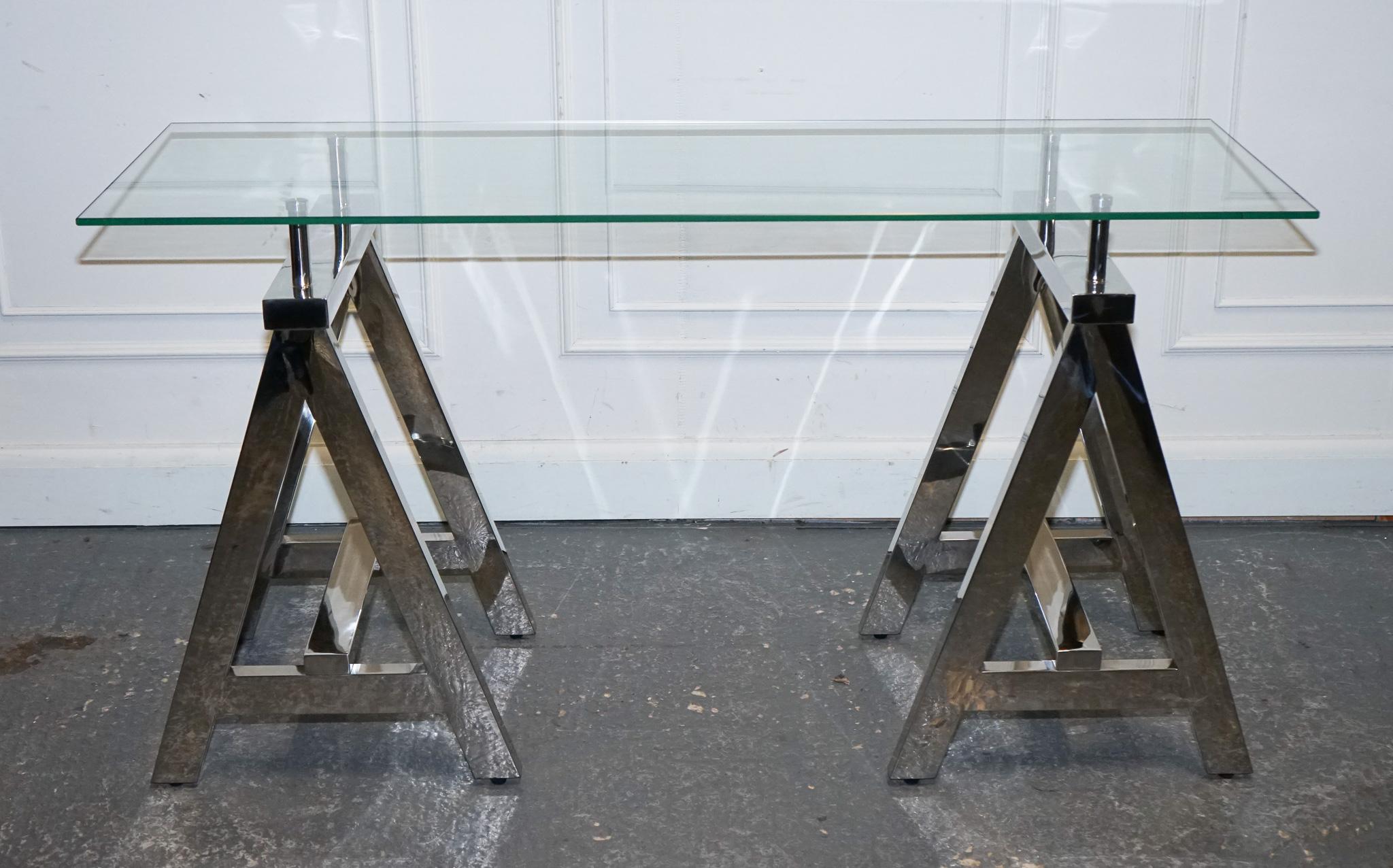 Antiques of London



We are delighted to offer for sale this Stunning Ralph Lauren Style Glass On Chrome Legs Writing Table or Console Table.

Discover Unique Treasures from a Luxurious Cobham Showroom Mansion!

Explore our thoughtfully selected