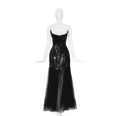 Showstopper Thierry Mugler Dramatic Evening Gown Black Sequin