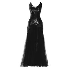 Showstopper Thierry Mugler Dramatic Evening Gown Black Sequin