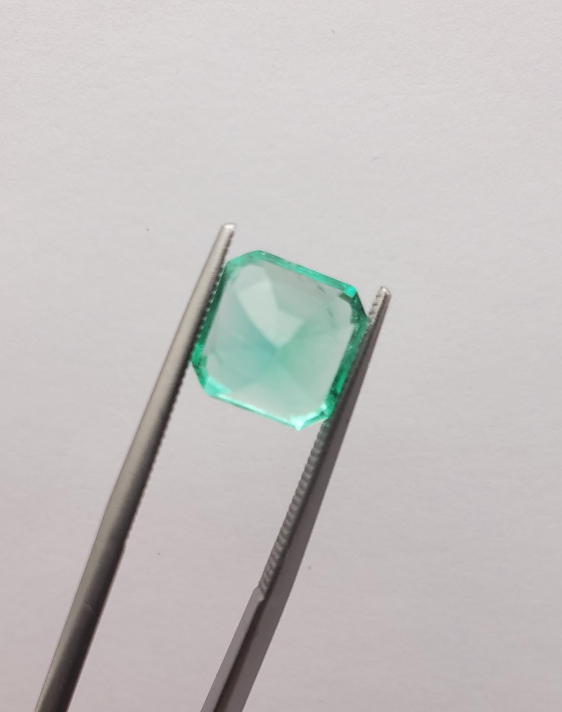 Showstopping 2.93ct Octagonal Cut Natural Emerald GIA Certified 1