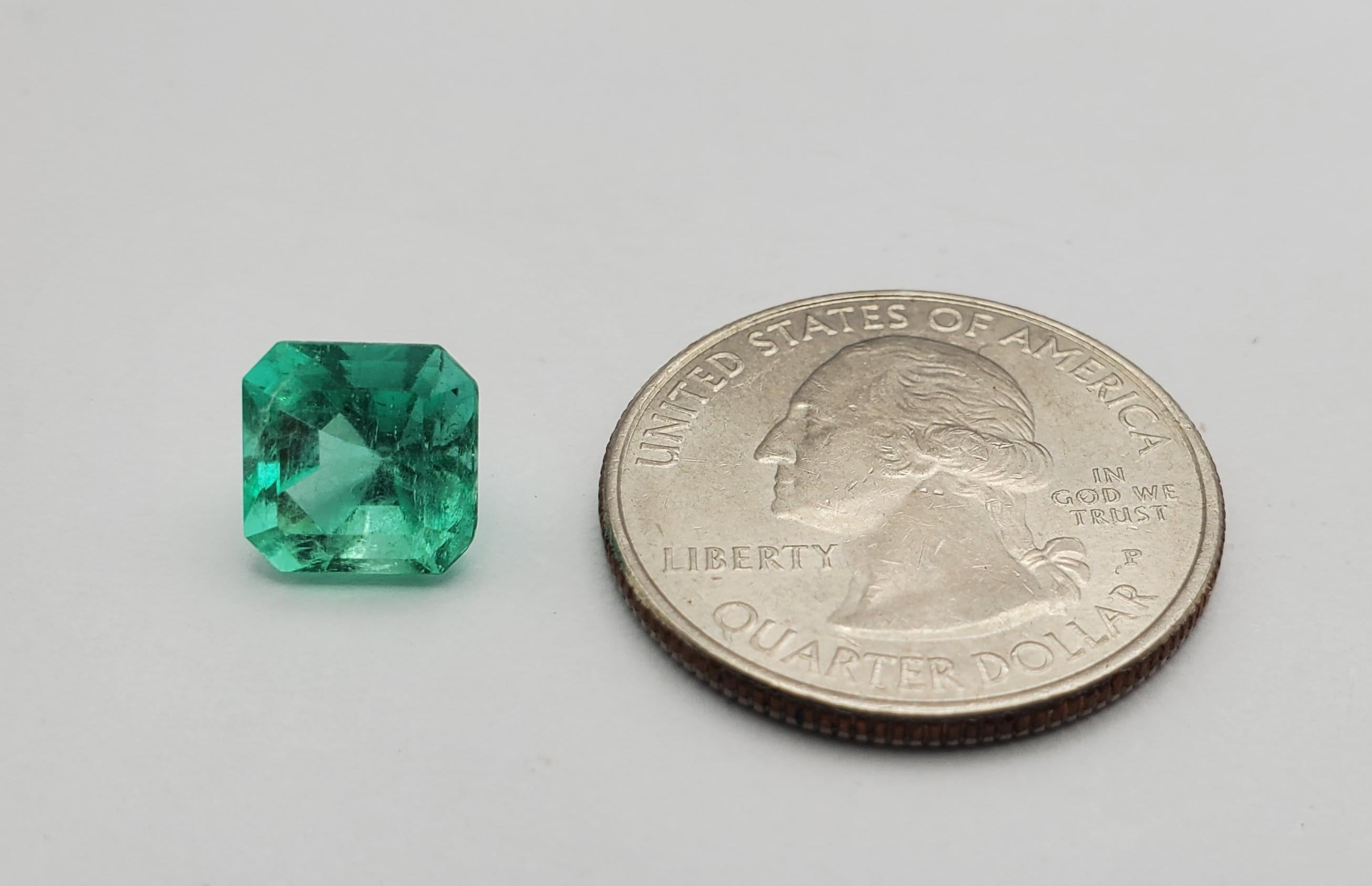 Showstopping 2.93ct Octagonal Cut Natural Emerald GIA Certified 3