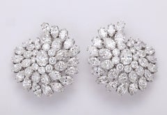 GIA Certified Oval, Marquise, and BrilliantCut Diamond Cluster Platinum Earrings