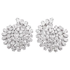 GIA Certified Oval, Marquise, and BrilliantCut Diamond Cluster Platinum Earrings