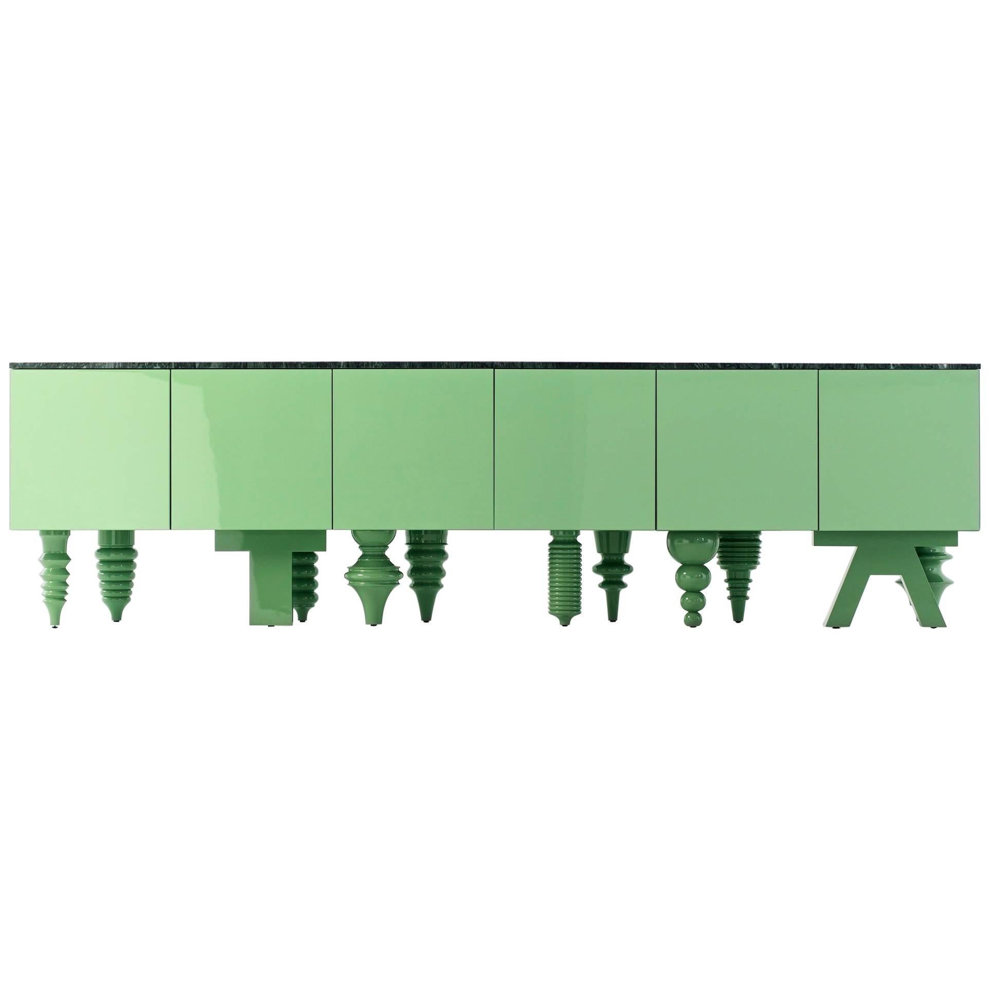 3M Multileg Green Cabinet  Corridor/pièce de séjour de style moderne avec plateau en marbre 