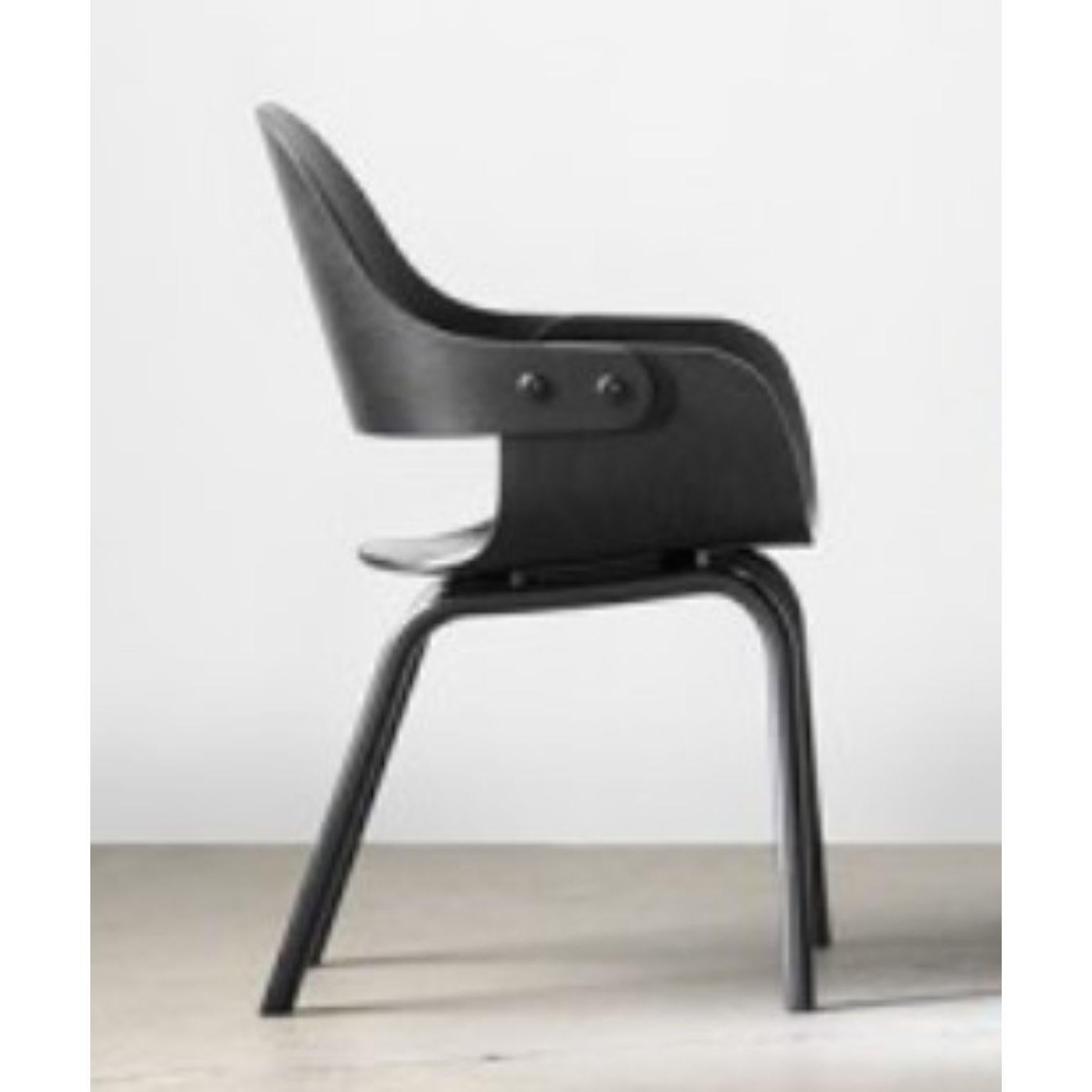 Showtime Nude 4 legs black chair by Jaime Hayon
Dimensions: D 55 x W 55 x H 86 cm 
Materials: powder-coated steel or aluminum structure. Legs, seat, and backrest in plywood with exteriors in natural ash, walnut, or ash stained black. Metallic