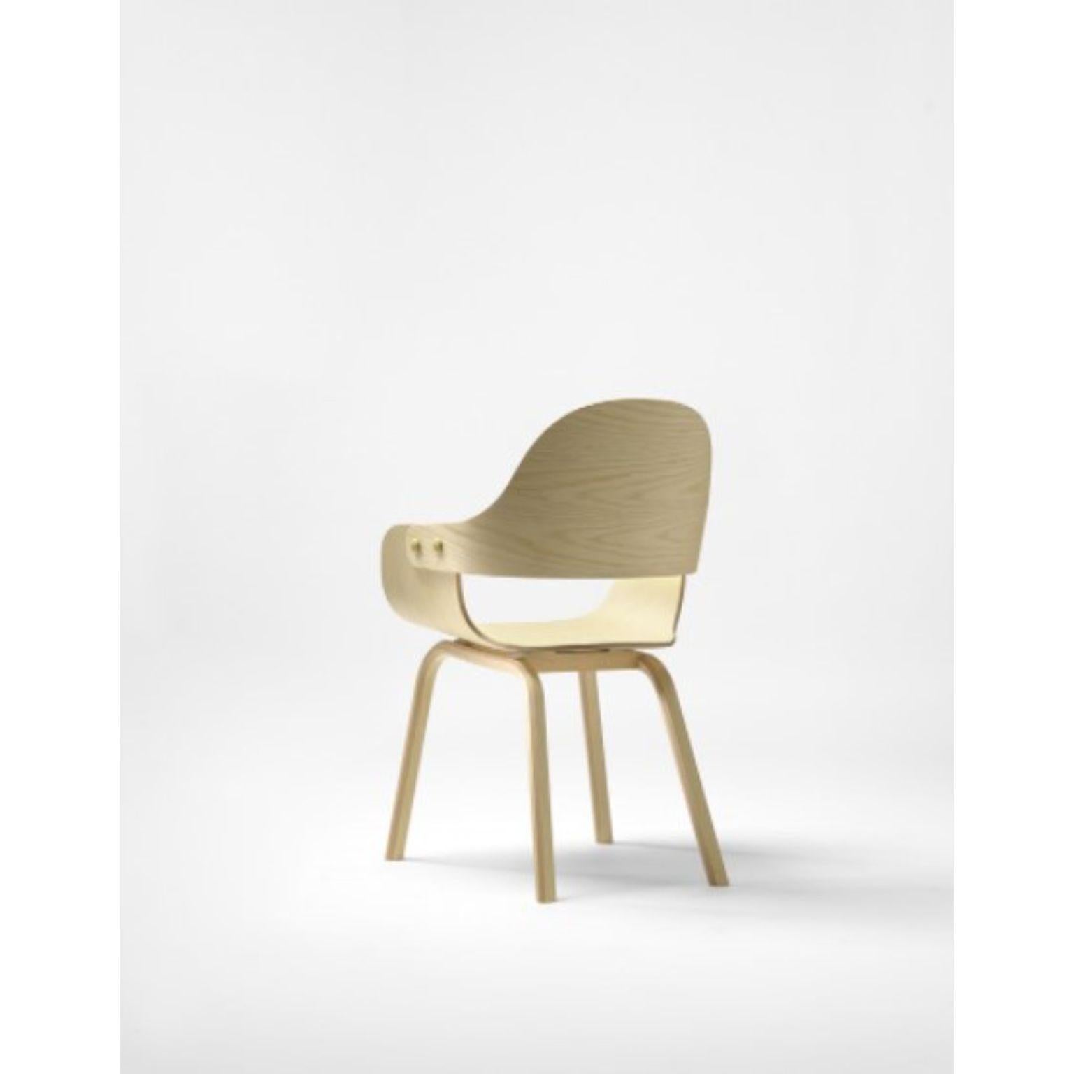 Showtime Nude 4 legs chair by Jaime Hayon
Dimensions: D 55 x W 55 x H 86 cm 
Materials: Powder-coated steel or aluminum structure. Legs, seat, and backrest in plywood with exteriors in natural ash, walnut, or ash stained black. Metallic decorative