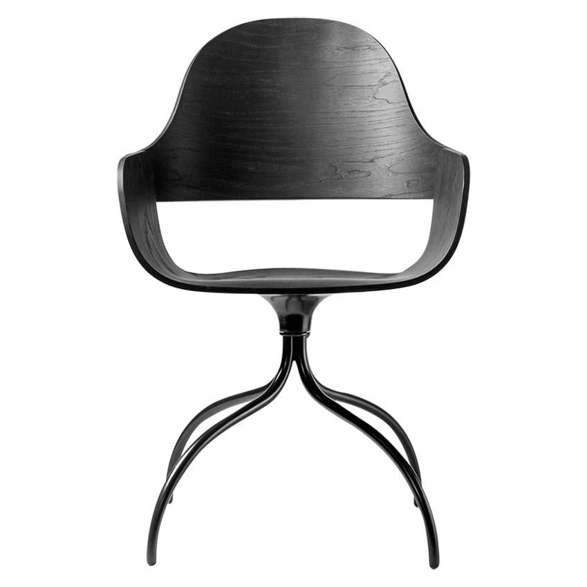 Chair in black stained ash and swivel base For Sale