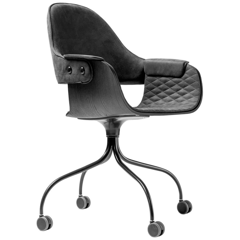 Contemporary desk chair on casters by Jaime Hayon model "showtime" stained black For Sale