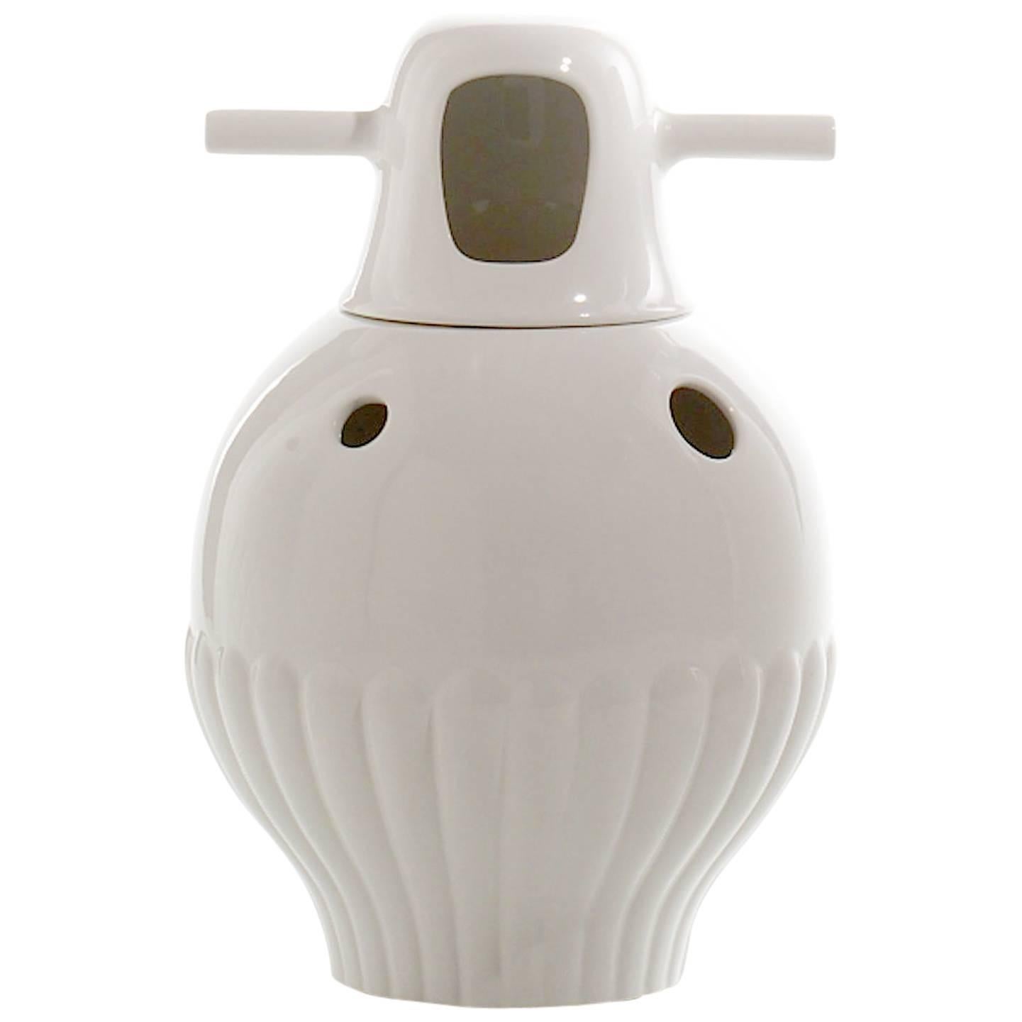 Nº 3 Contemporary Glazed Ceramic White Showtime  Vase Collection  by Jaime Hayon For Sale