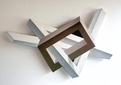 Elements (beige and white) abstract geometric wall sculpture painting