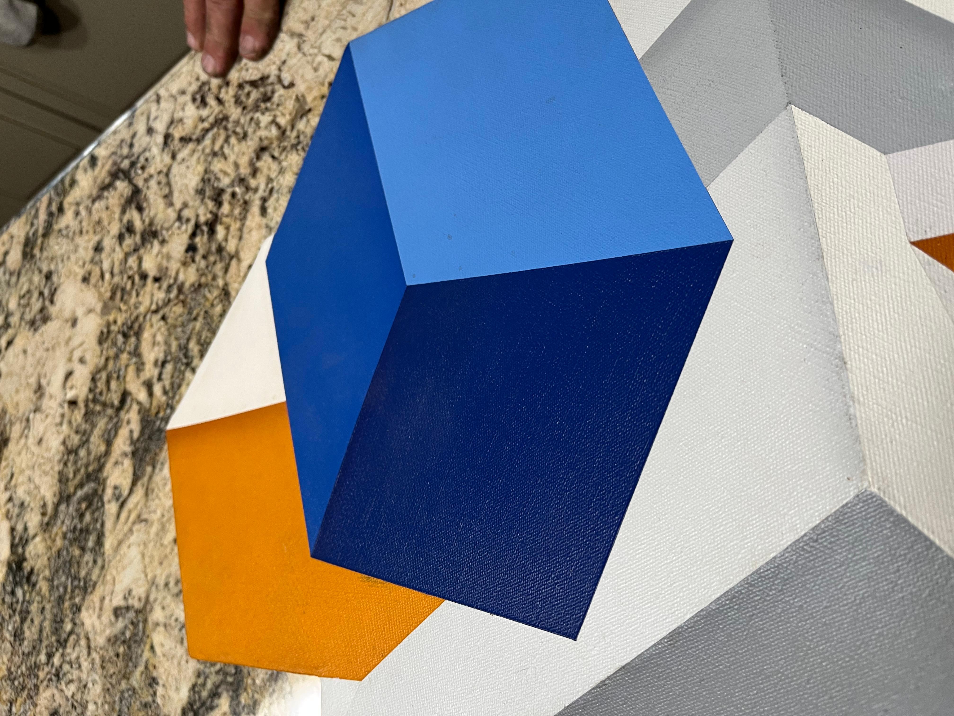 Arte geometrica tridimensionale con profondità e colori straordinari a tutte le angolazioni, acrilico su tela tesa. Firmato e datato. Shozo Nagano

Elements #7. 1973.