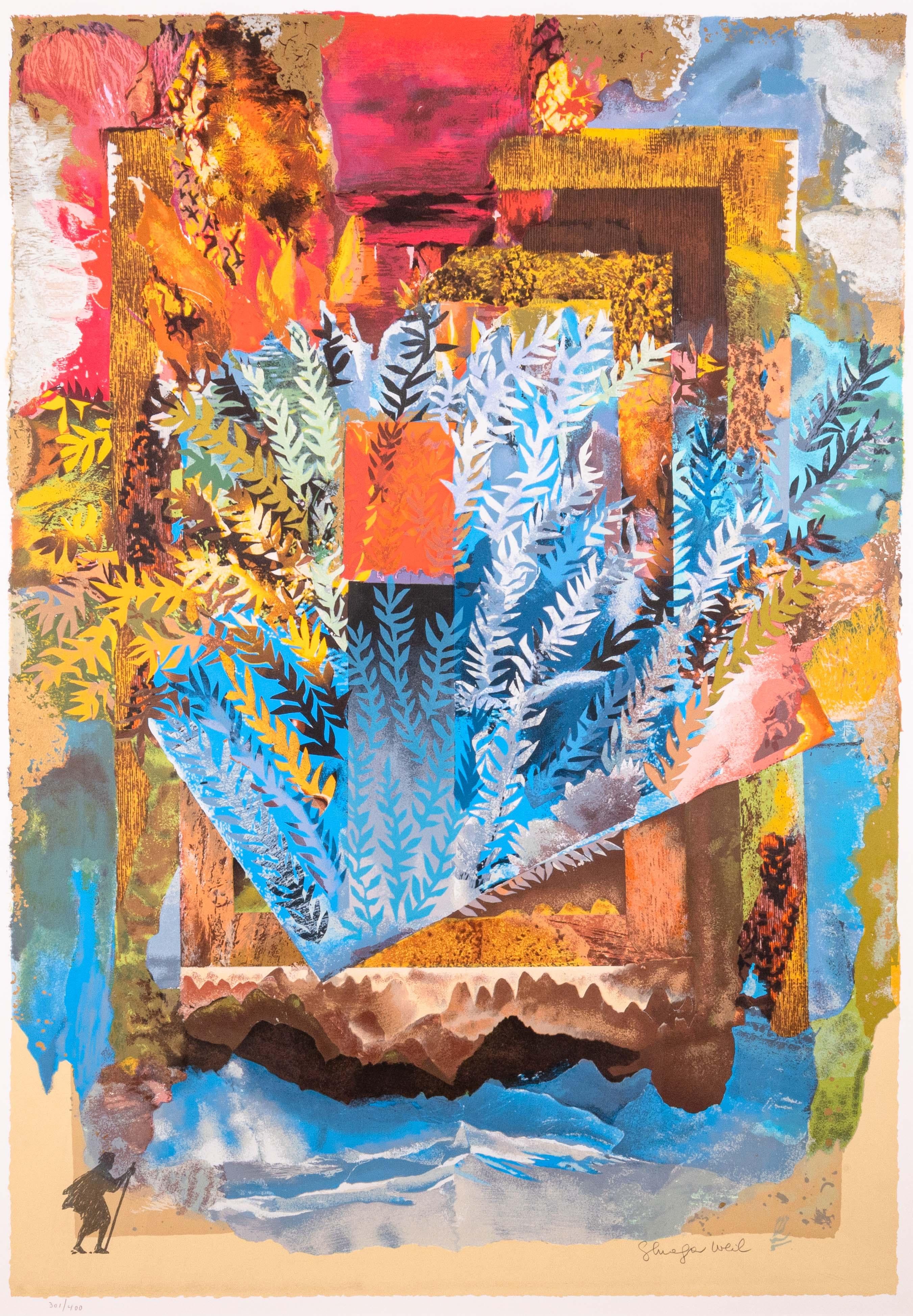 A Judaica postmodern serigraph on paper titled 