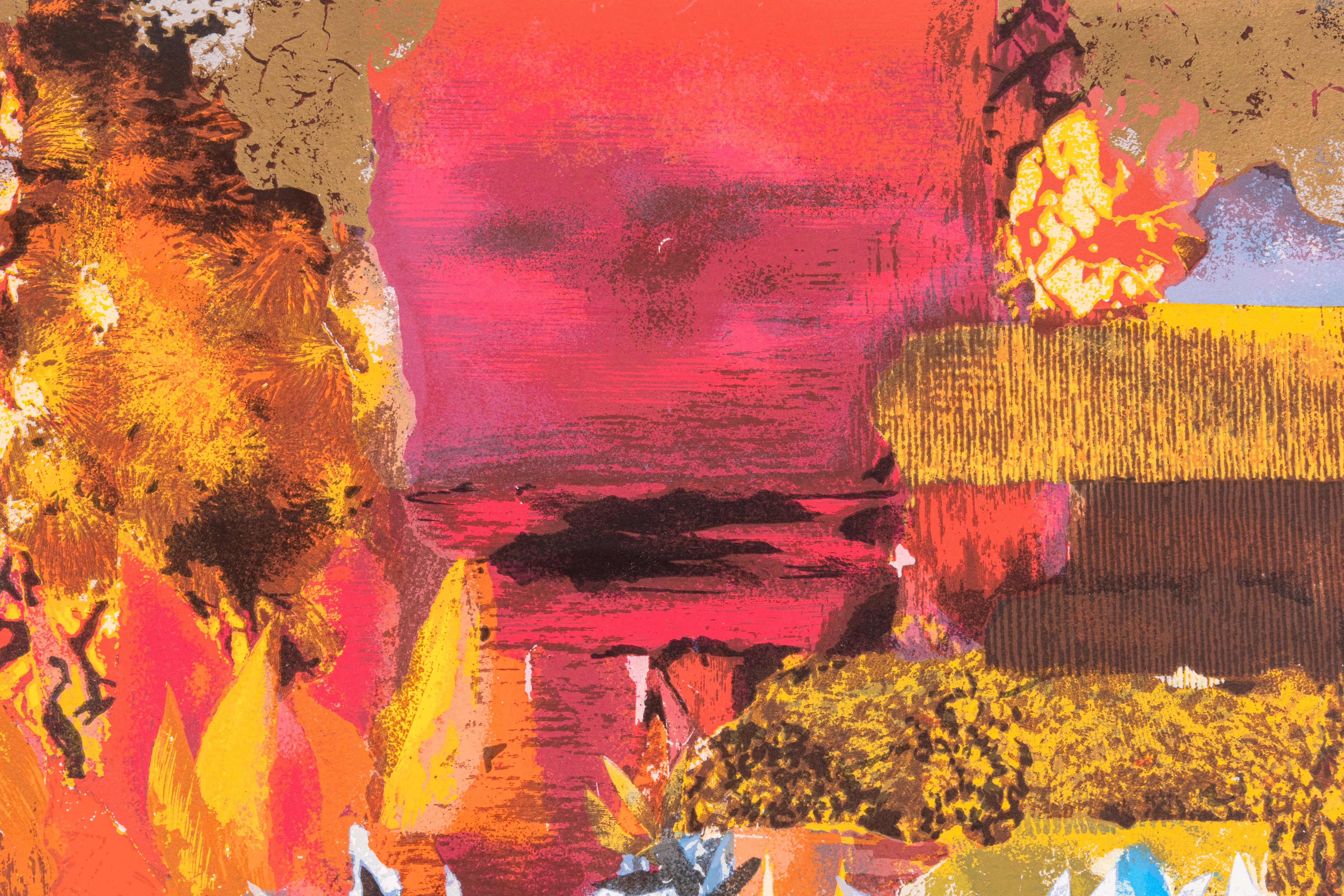 Israeli Shraga Weil The Burning Bush Signed Postmodern Judaica Serigraph